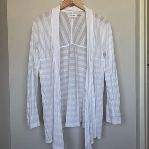 Calvin Klein White Striped Cardigan